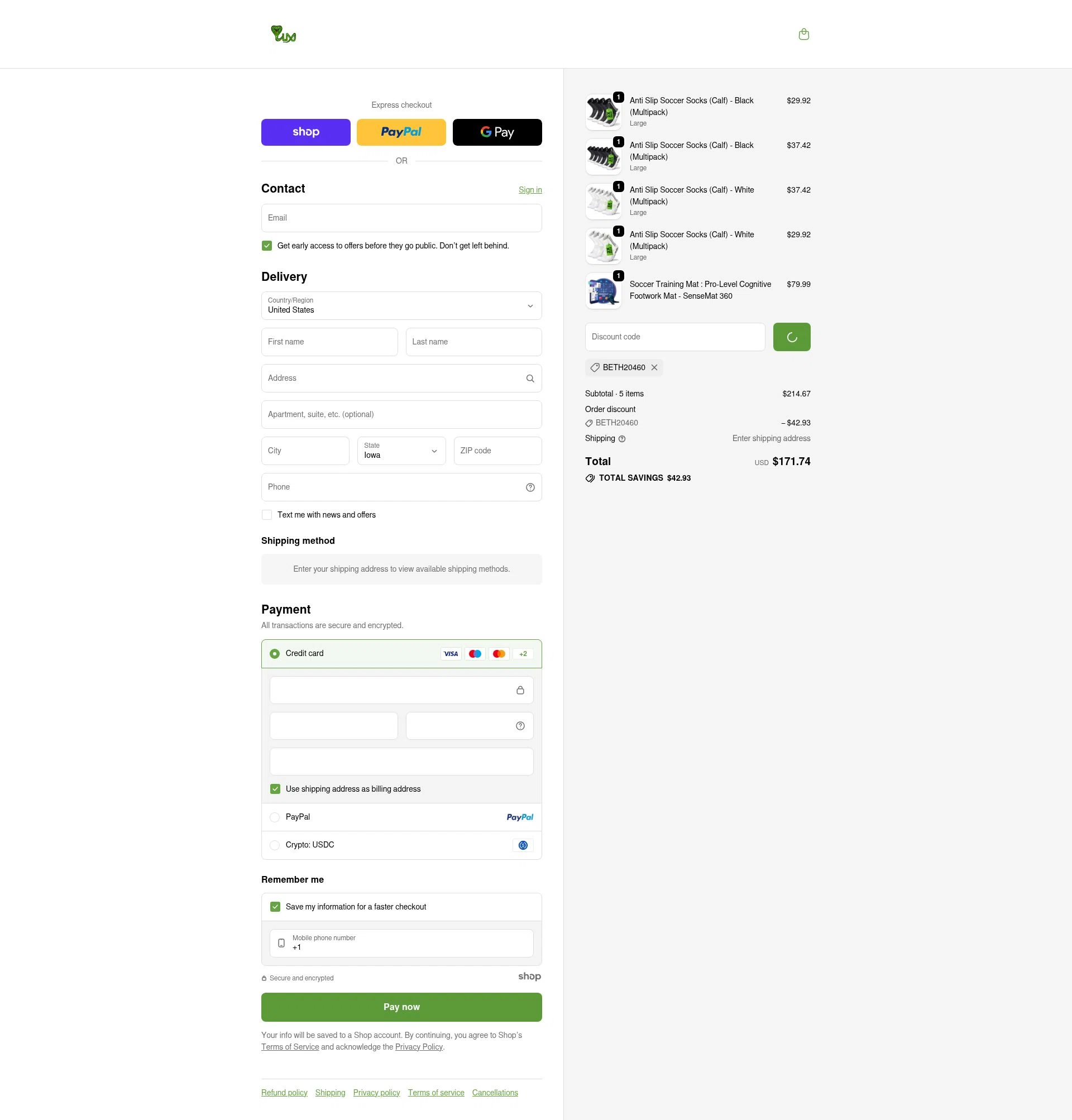 Lux Sports checkout page showing Lux Sports promo code box | Screenshot taken by SimplyCodes community member on Dec 29, 2025