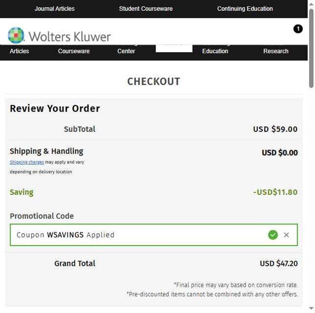 LWW Store checkout page showing LWW Store promo code box | Screenshot taken by SimplyCodes community member on Jul 11, 2025