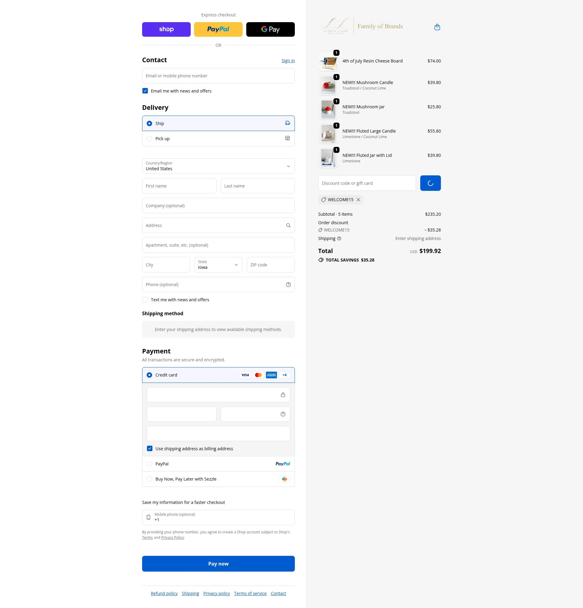 Lynn & Liana Designs checkout page showing Lynn & Liana Designs promo code box | Screenshot taken by SimplyCodes community member on Feb 5, 2026
