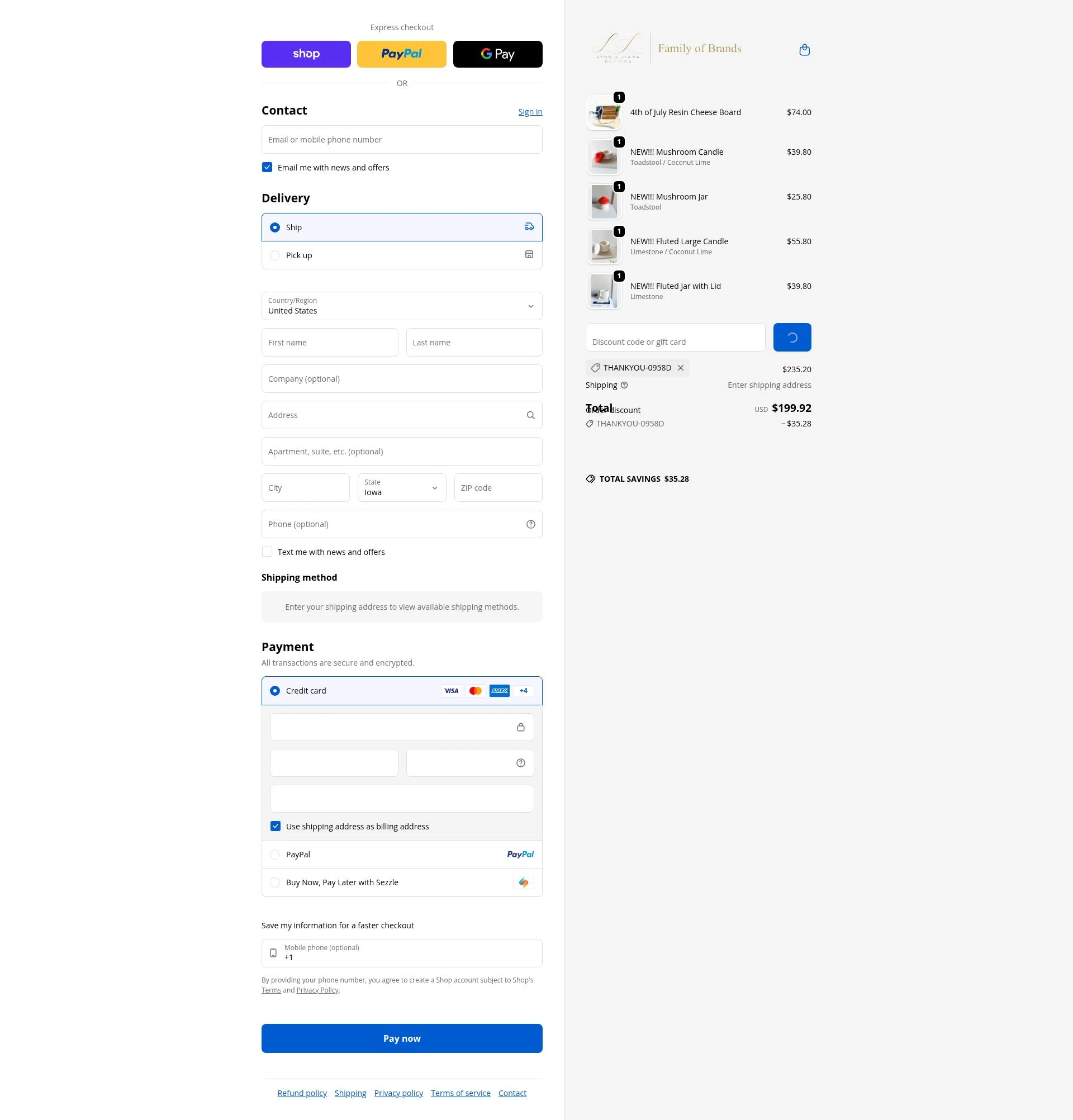 Lynn & Liana Designs checkout page showing Lynn & Liana Designs promo code box | Screenshot taken by SimplyCodes community member on Feb 5, 2026