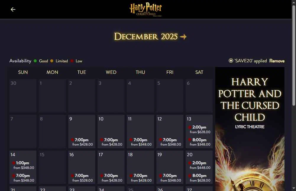 Lyric Theatre checkout page showing Lyric Theatre promo code box | Screenshot taken by SimplyCodes community member on Dec 9, 2025