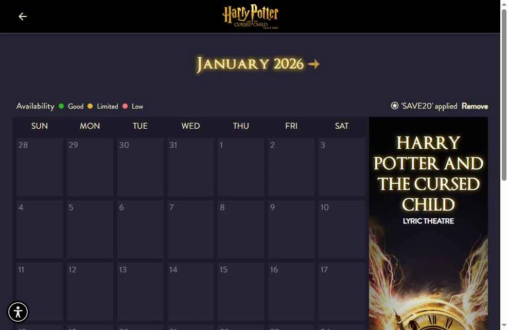 Lyric Theatre checkout page showing Lyric Theatre promo code box | Screenshot taken by SimplyCodes community member on Jan 27, 2026