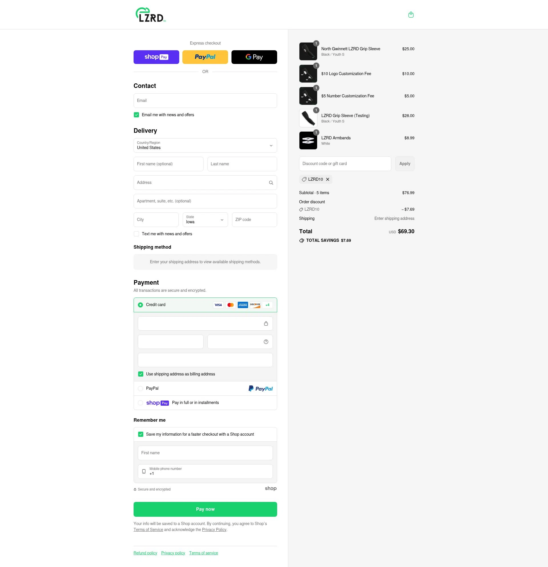 LZRD Tech checkout page showing LZRD Tech discount code box | Screenshot taken by SimplyCodes community member on Aug 3, 2025