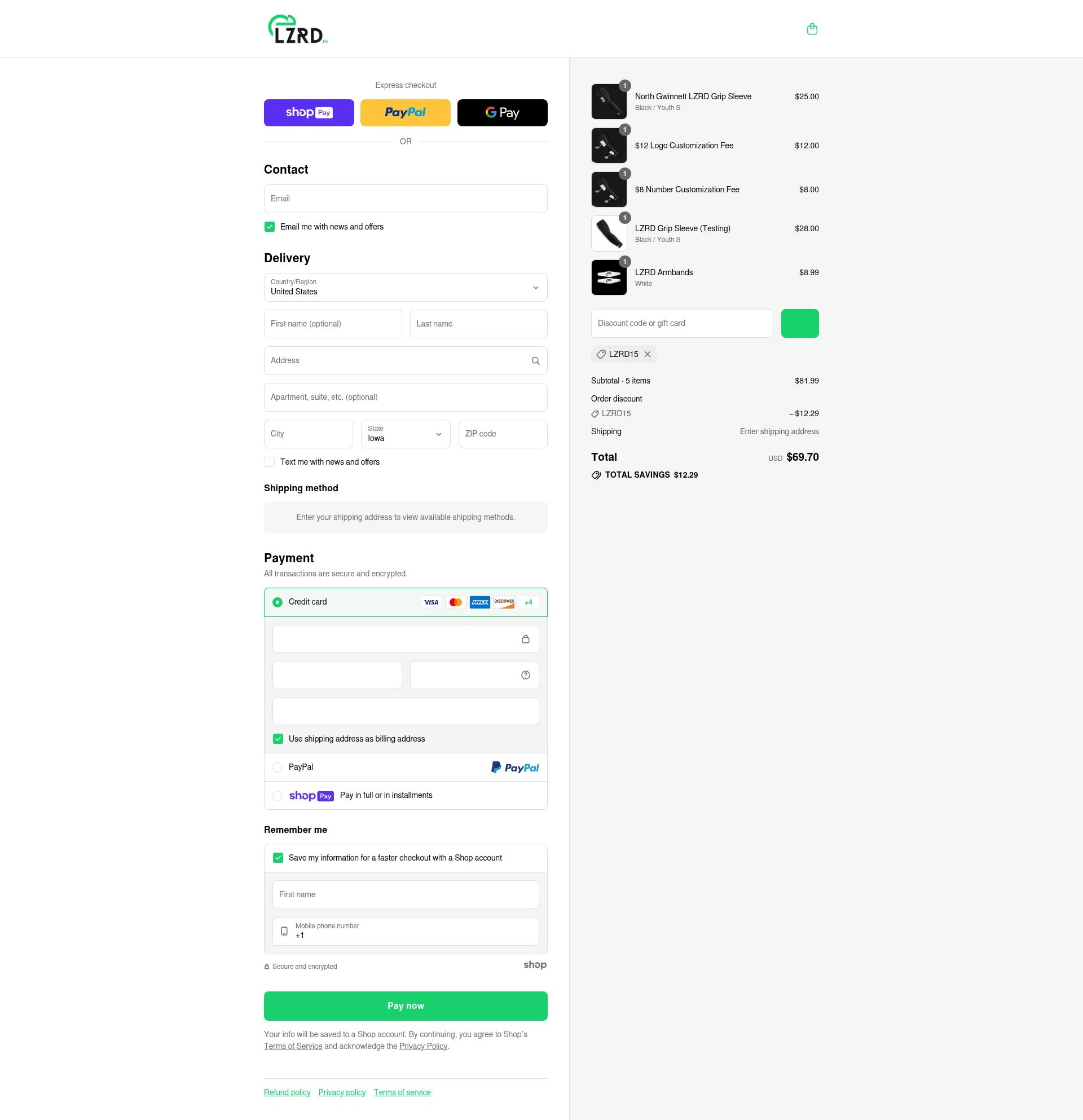 LZRD Tech checkout page showing LZRD Tech discount code box | Screenshot taken by SimplyCodes community member on Aug 11, 2025