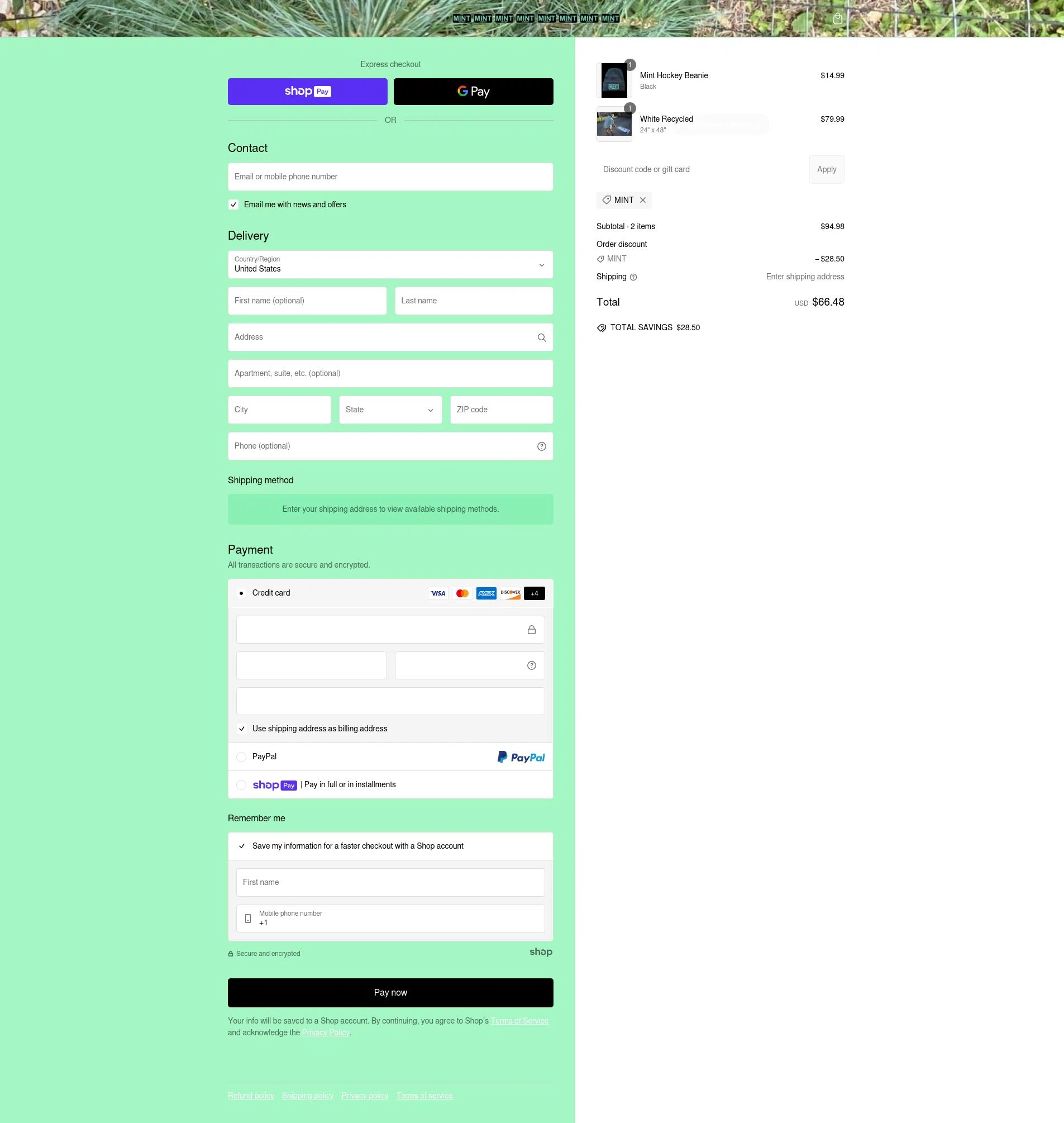 Mint Hockey checkout page showing Mint Hockey promo code box | Screenshot taken by SimplyCodes community member on Feb 27, 2025