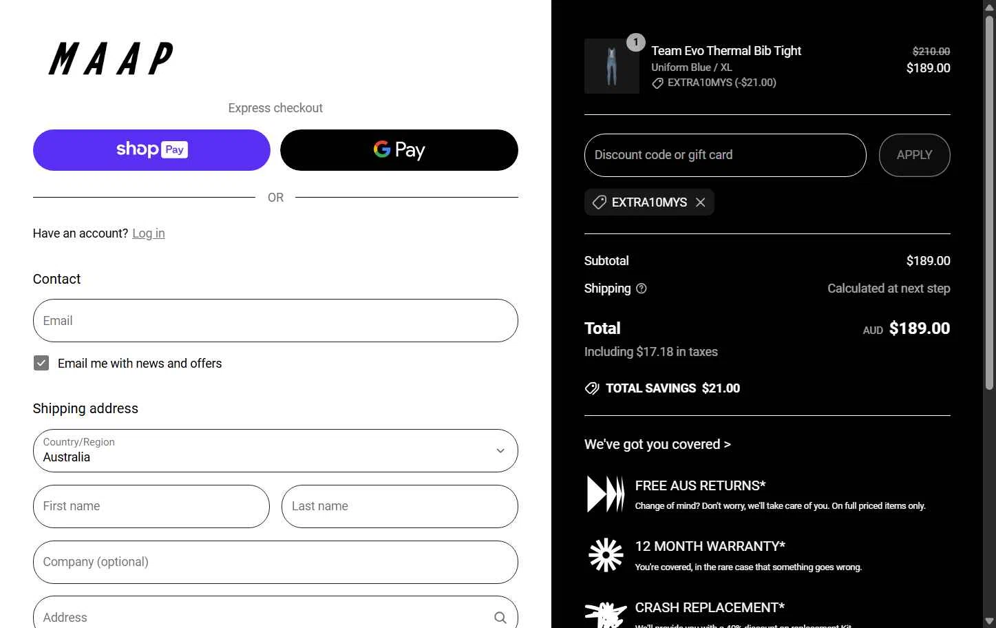 MAAP checkout page showing MAAP discount code box | Screenshot taken by SimplyCodes community member on Jun 23, 2025