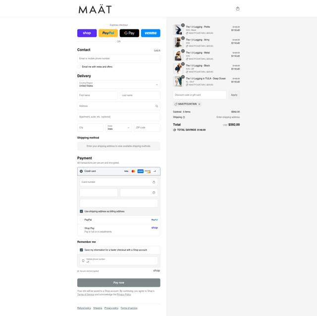 MAÄT checkout page showing MAÄT promo code box | Screenshot taken by SimplyCodes community member on Aug 30, 2025