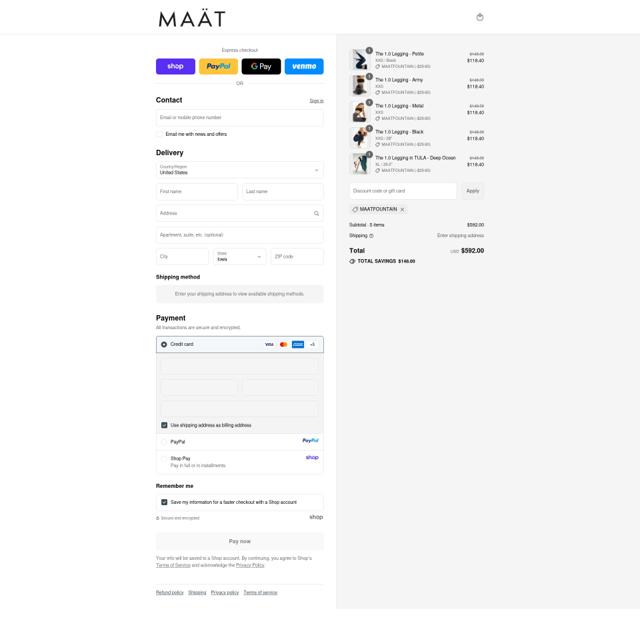 MAÄT checkout page showing MAÄT promo code box | Screenshot taken by SimplyCodes community member on Sep 12, 2025