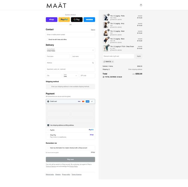 MAÄT checkout page showing MAÄT promo code box | Screenshot taken by SimplyCodes community member on Sep 12, 2025