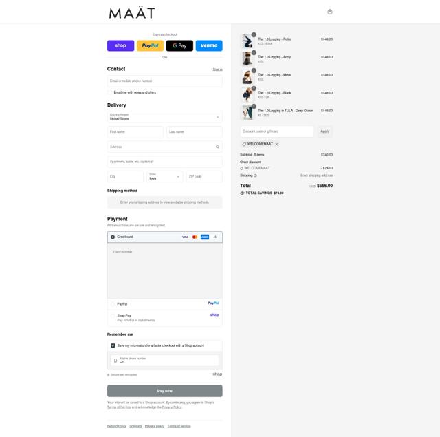 MAÄT checkout page showing MAÄT promo code box | Screenshot taken by SimplyCodes community member on Sep 12, 2025