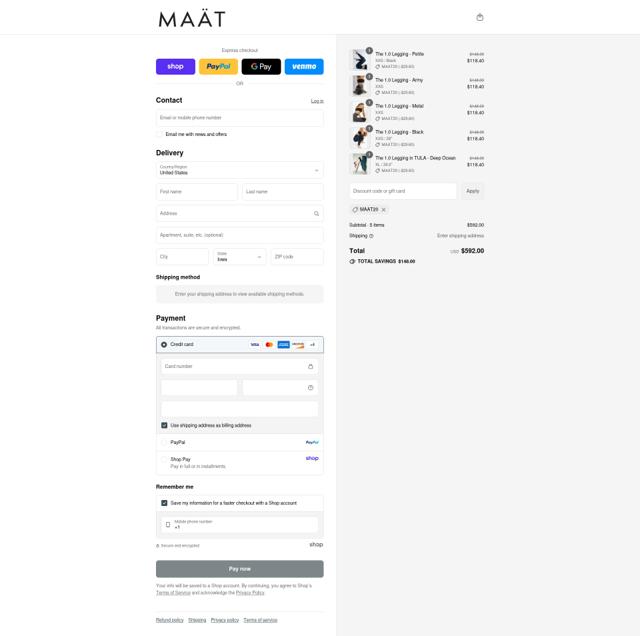 MAÄT checkout page showing MAÄT promo code box | Screenshot taken by SimplyCodes community member on Sep 3, 2025