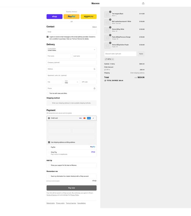 Maceoo checkout page showing Maceoo discount code box | Screenshot taken by SimplyCodes community member on Sep 12, 2025