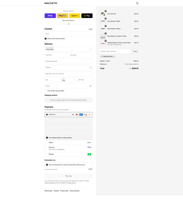Machete checkout page showing Machete promo code box | Screenshot taken by SimplyCodes community member on Sep 8, 2025