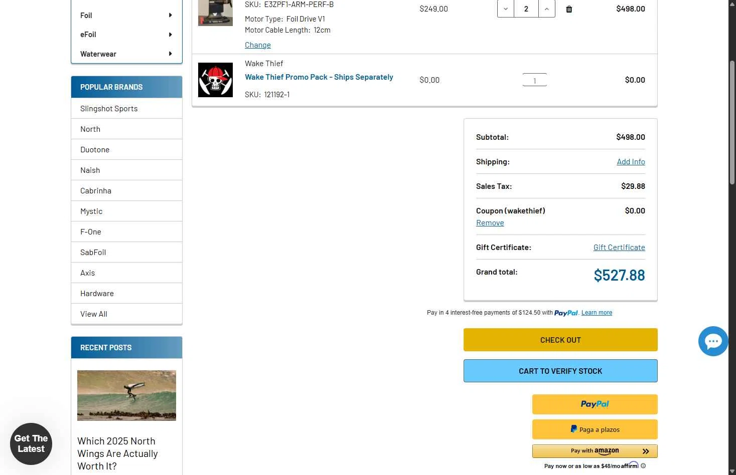 MACkite Boardsports checkout page showing MACkite Boardsports promo code box | Screenshot taken by SimplyCodes community member on Feb 13, 2026