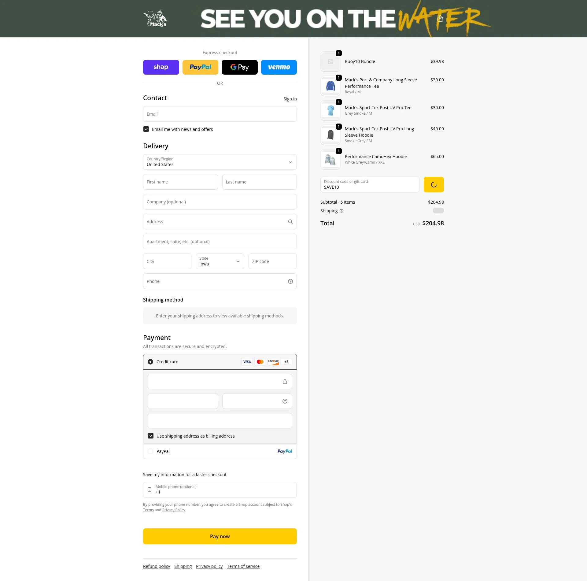 Mack’s Lure Tackle checkout page showing Mack’s Lure Tackle promo code box | Screenshot taken by SimplyCodes community member on Feb 18, 2026