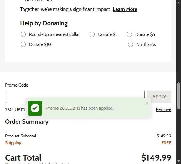 Mack's Prairie Wings checkout page showing Mack's Prairie Wings promo code box | Screenshot taken by SimplyCodes community member on Jan 12, 2026