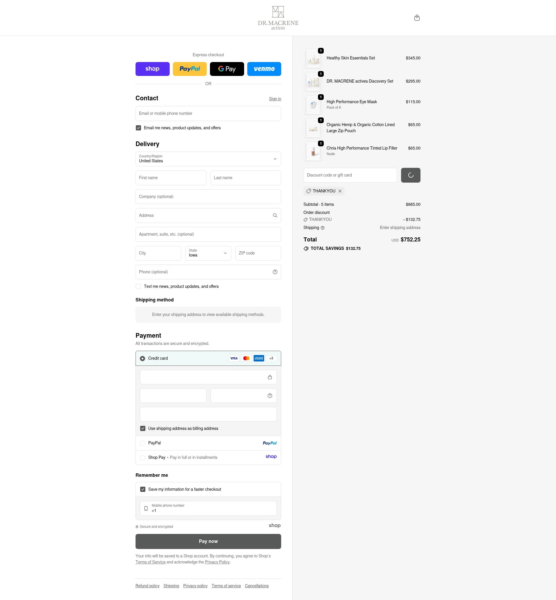 Macrene Actives checkout page showing Macrene Actives promo code box | Screenshot taken by SimplyCodes community member on Dec 30, 2025