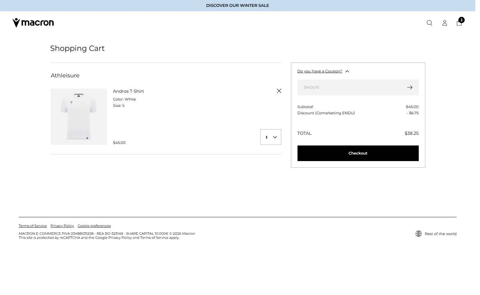 Macron checkout page showing Macron discount code box | Screenshot taken by SimplyCodes community member on Jan 12, 2026