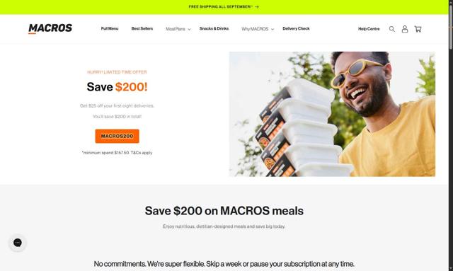 Macros checkout page showing Macros coupon code box | Screenshot taken by SimplyCodes community member on Sep 1, 2025