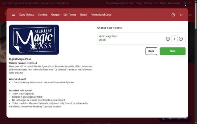 Madame Tussauds checkout page showing Madame Tussauds promo code box | Screenshot taken by SimplyCodes community member on Jul 17, 2025