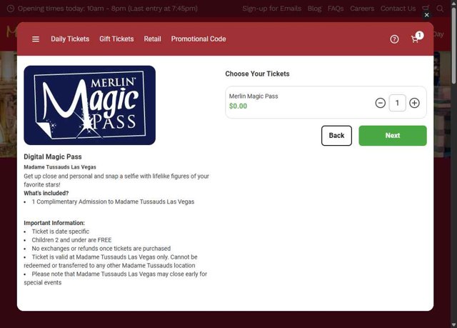 Madame Tussauds checkout page showing Madame Tussauds promo code box | Screenshot taken by SimplyCodes community member on Jul 23, 2025