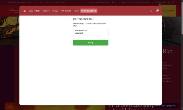 Madame Tussauds checkout page showing Madame Tussauds promo code box | Screenshot taken by SimplyCodes community member on Aug 1, 2025