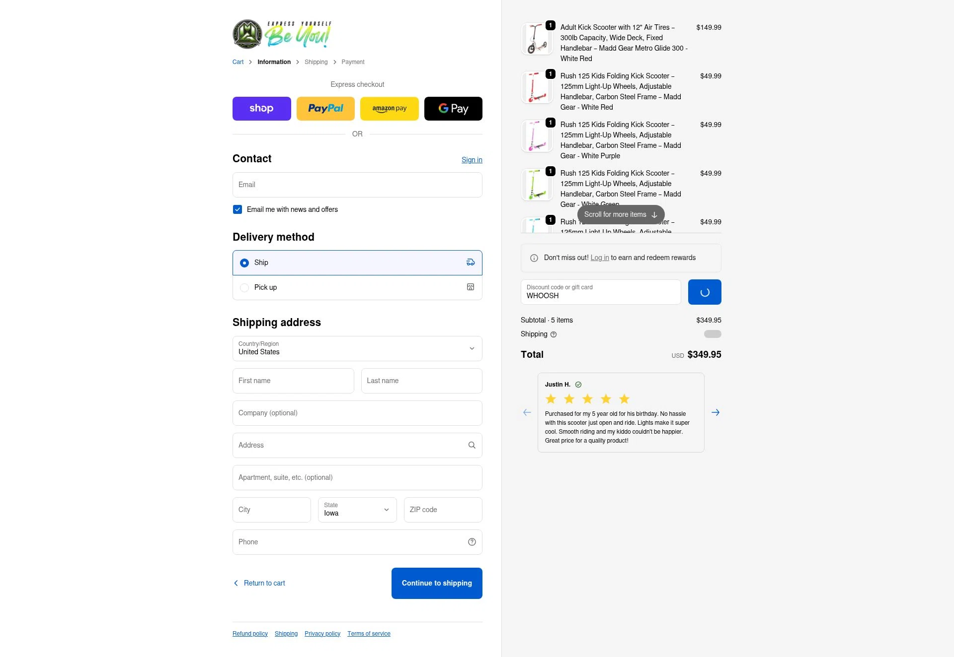 Madd Gear checkout page showing Madd Gear discount code box | Screenshot taken by SimplyCodes community member on Feb 13, 2026