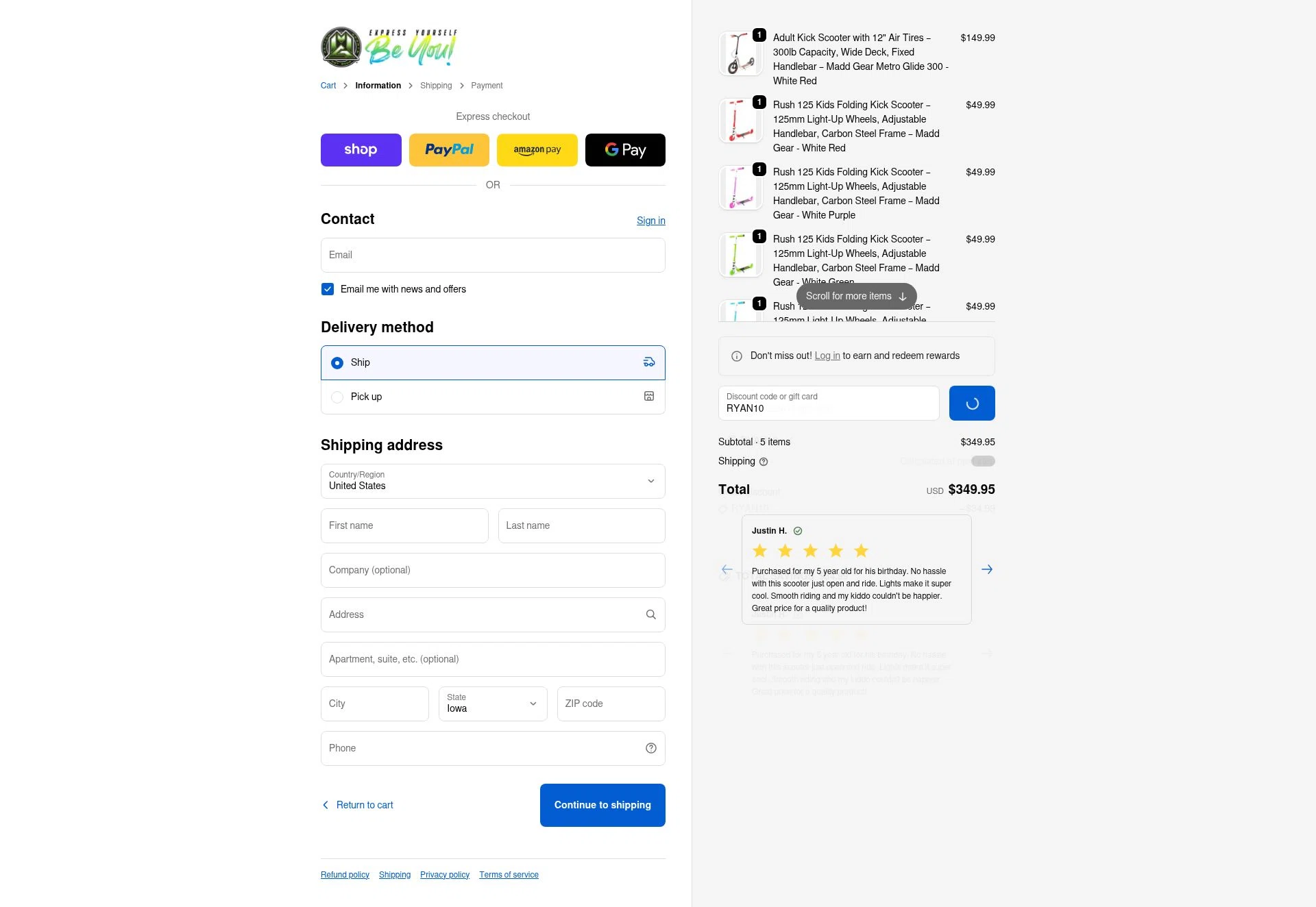 Madd Gear checkout page showing Madd Gear discount code box | Screenshot taken by SimplyCodes community member on Feb 18, 2026