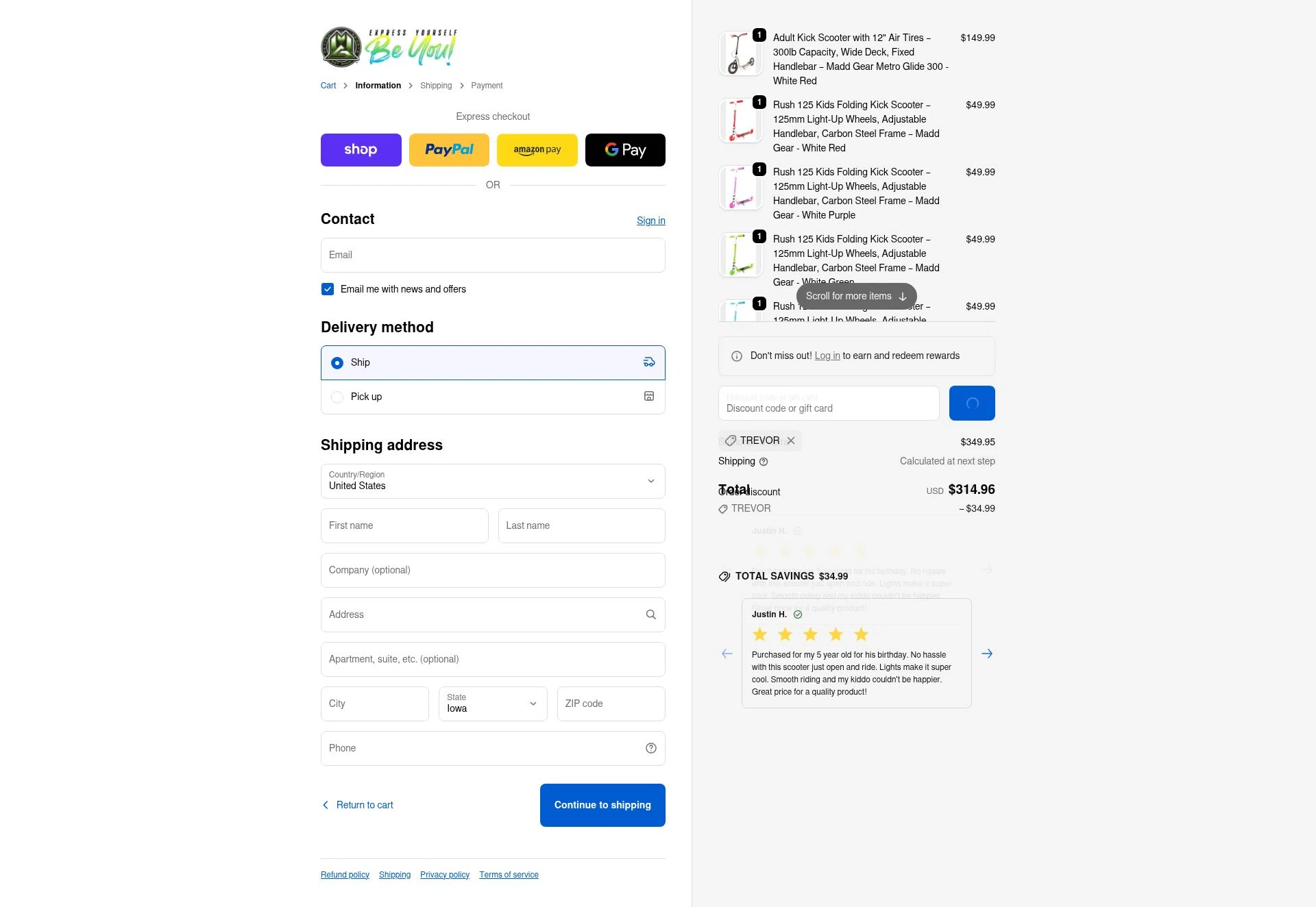 Madd Gear checkout page showing Madd Gear discount code box | Screenshot taken by SimplyCodes community member on Feb 18, 2026