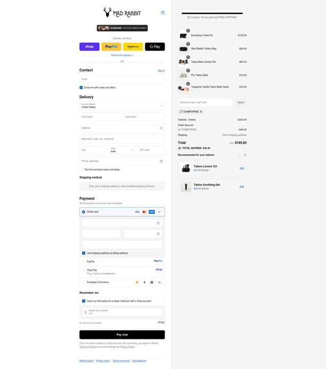 Mad Rabbit checkout page showing Mad Rabbit discount code box | Screenshot taken by SimplyCodes community member on Sep 13, 2025
