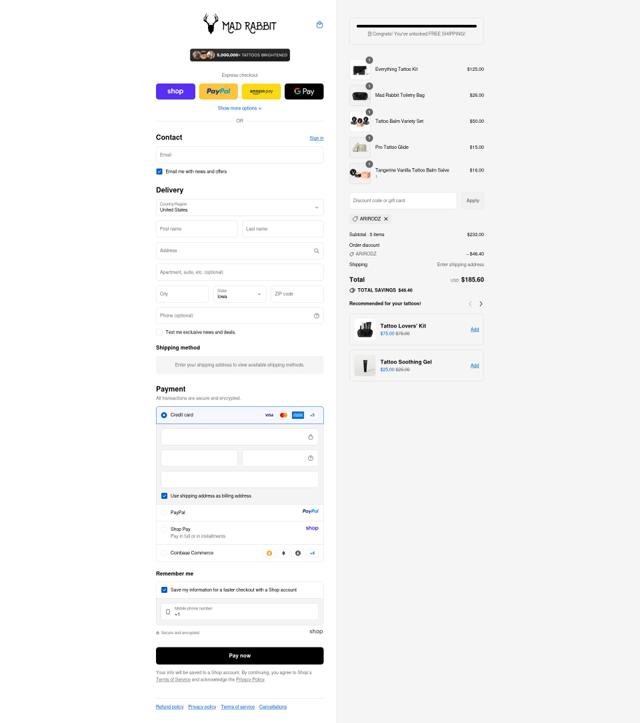 Mad Rabbit checkout page showing Mad Rabbit discount code box | Screenshot taken by SimplyCodes community member on Sep 13, 2025