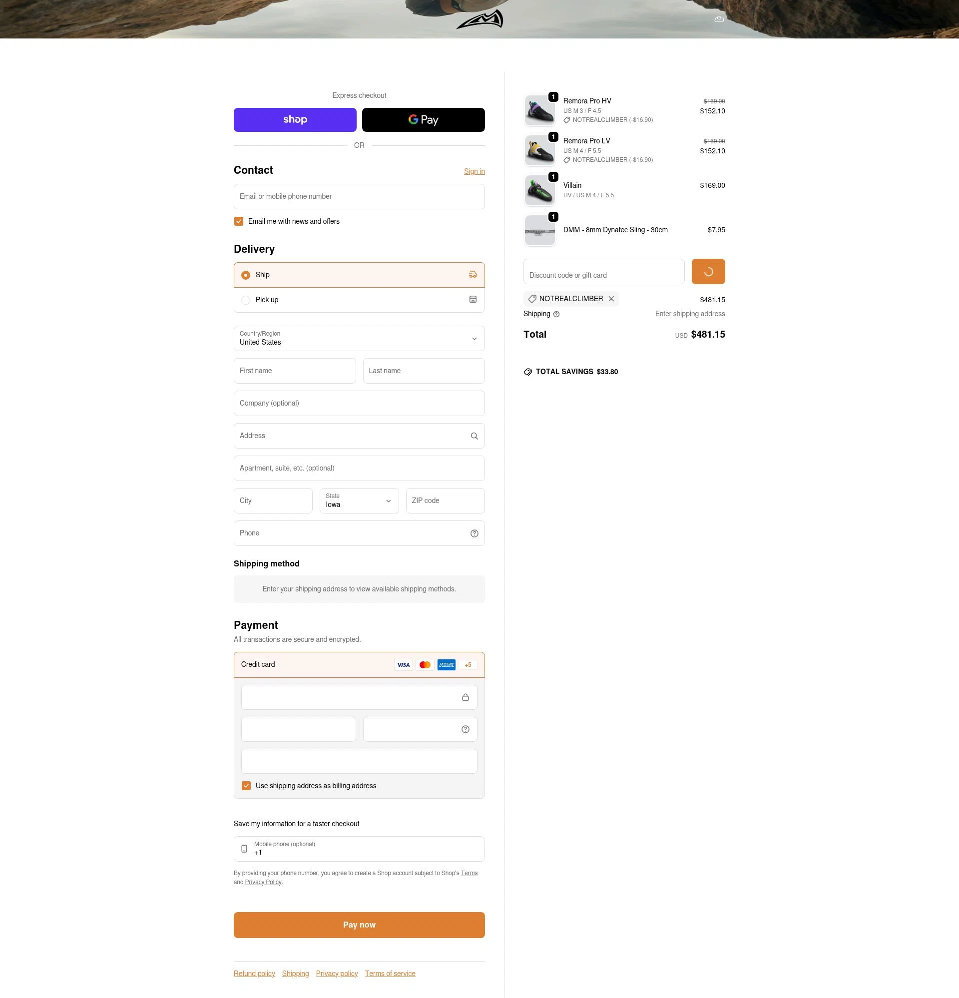 Mad Rock checkout page showing Mad Rock discount code box | Screenshot taken by SimplyCodes community member on Feb 5, 2026