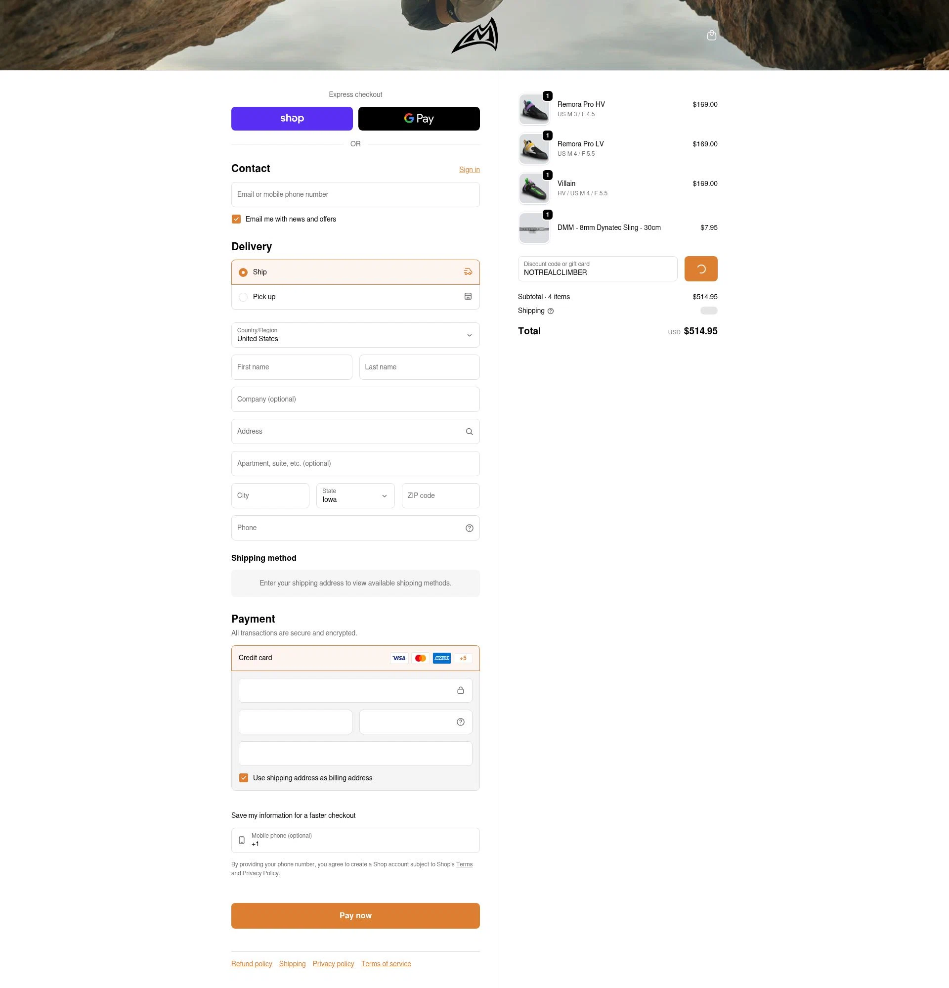 Mad Rock checkout page showing Mad Rock discount code box | Screenshot taken by SimplyCodes community member on Feb 9, 2026