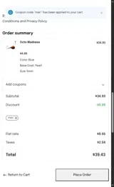 Mad Scientist Tackle coupon verification screenshot