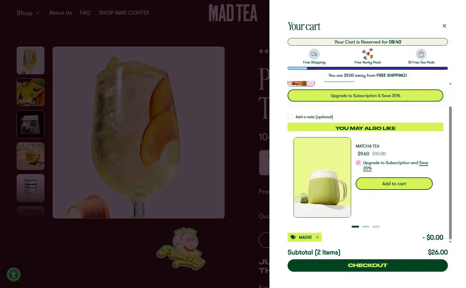 MAD TEA checkout page showing MAD TEA discount code box | Screenshot taken by SimplyCodes community member on Dec 23, 2025