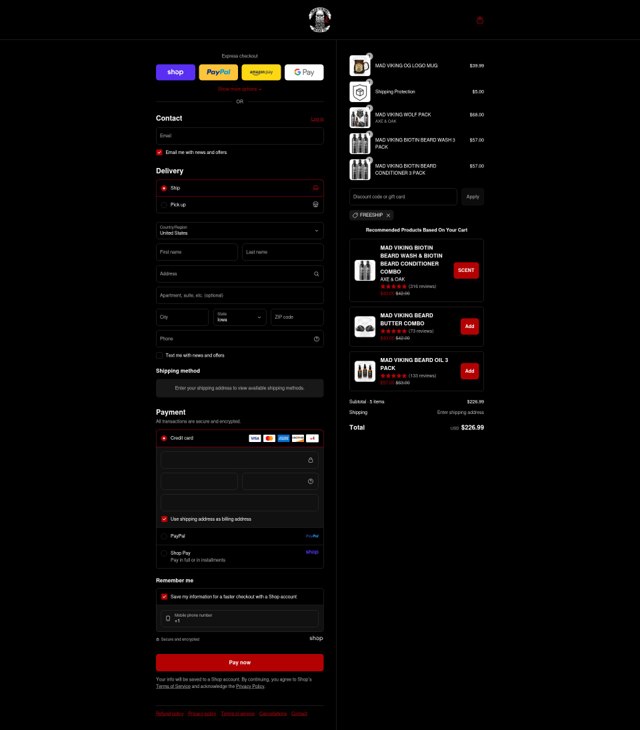 Mad Viking Beard checkout page showing Mad Viking Beard promo code box | Screenshot taken by SimplyCodes community member on Sep 4, 2025