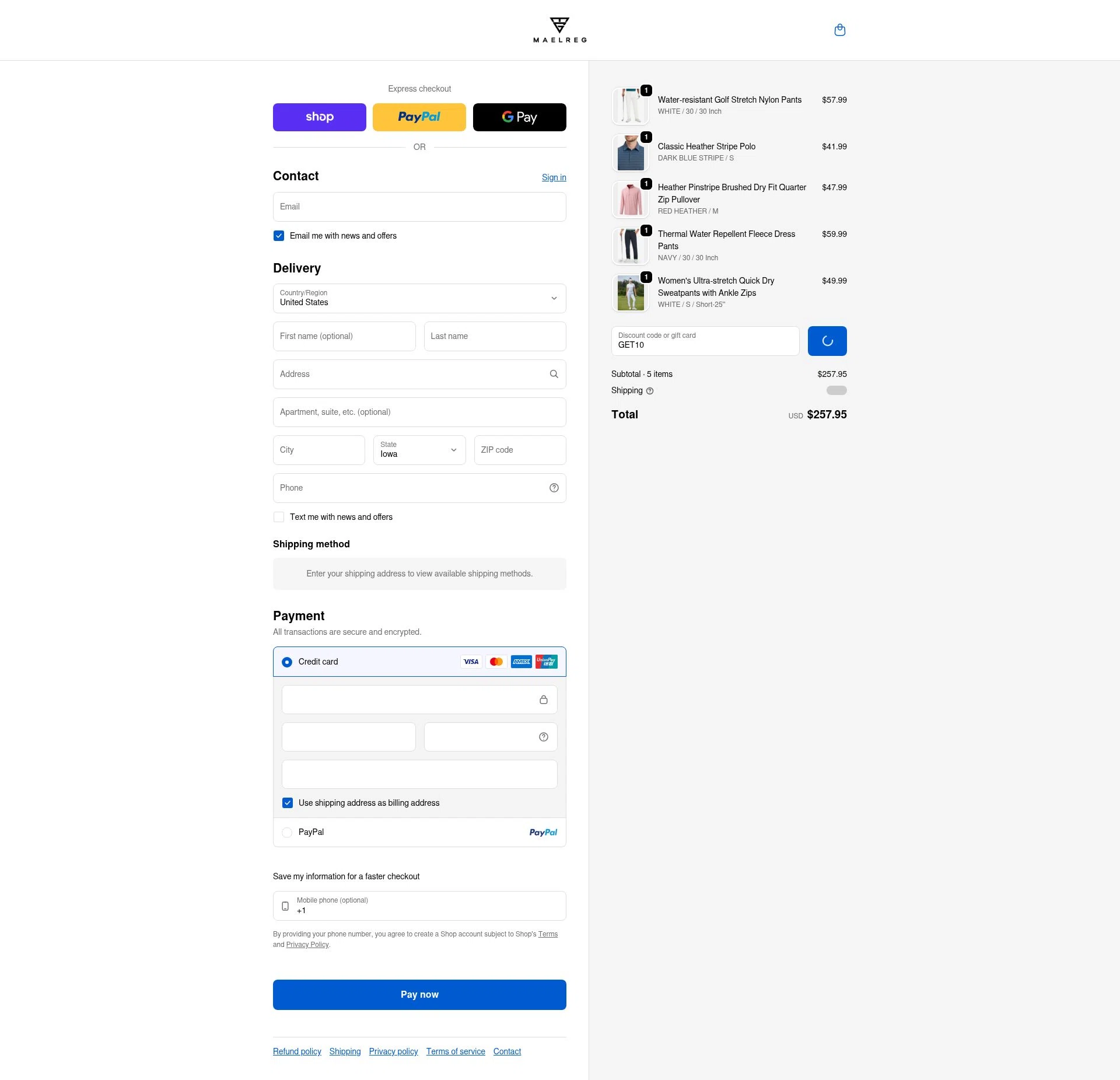 Maelreg checkout page showing Maelreg discount code box | Screenshot taken by SimplyCodes community member on Feb 9, 2026