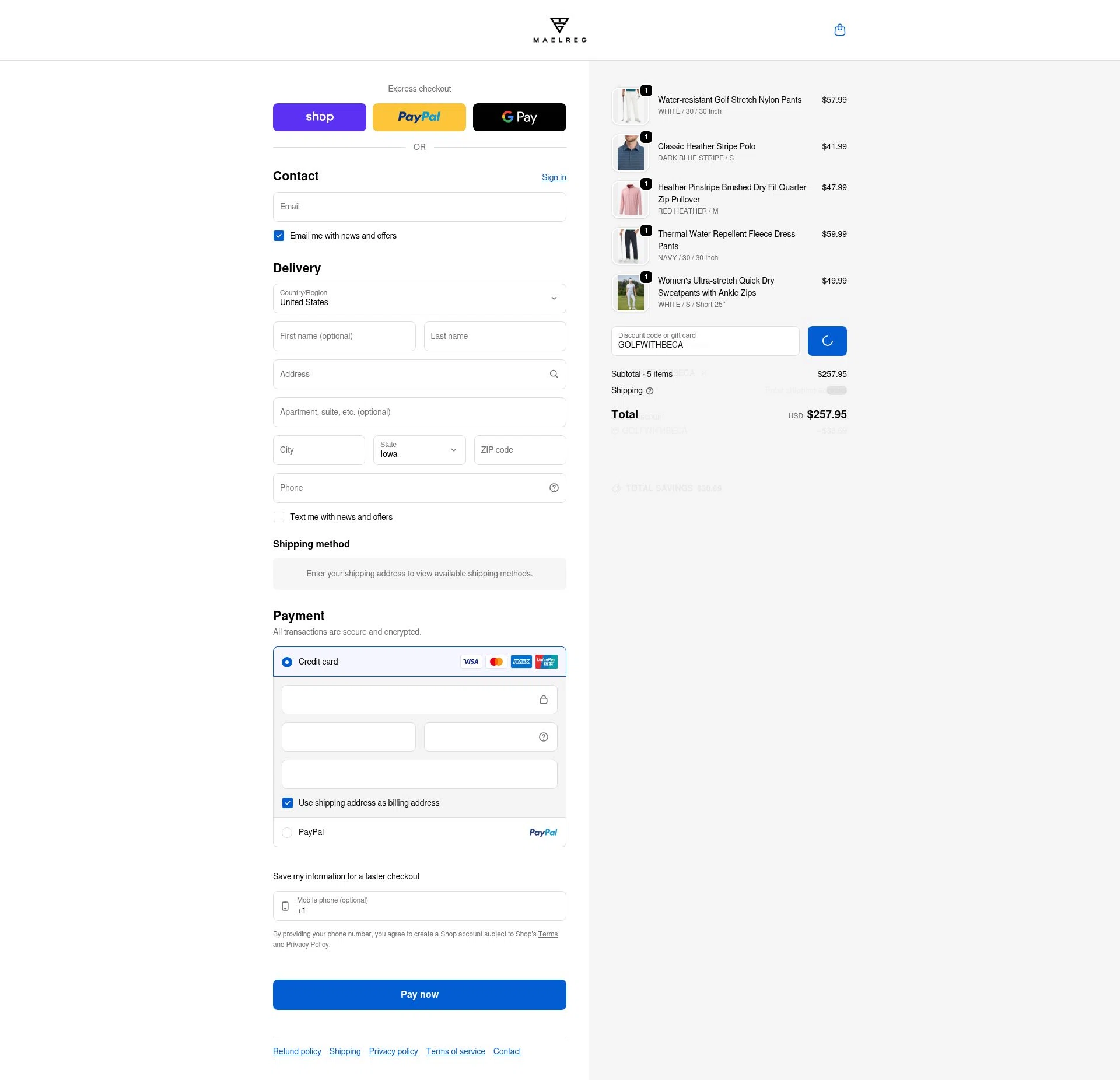 Maelreg checkout page showing Maelreg discount code box | Screenshot taken by SimplyCodes community member on Feb 9, 2026