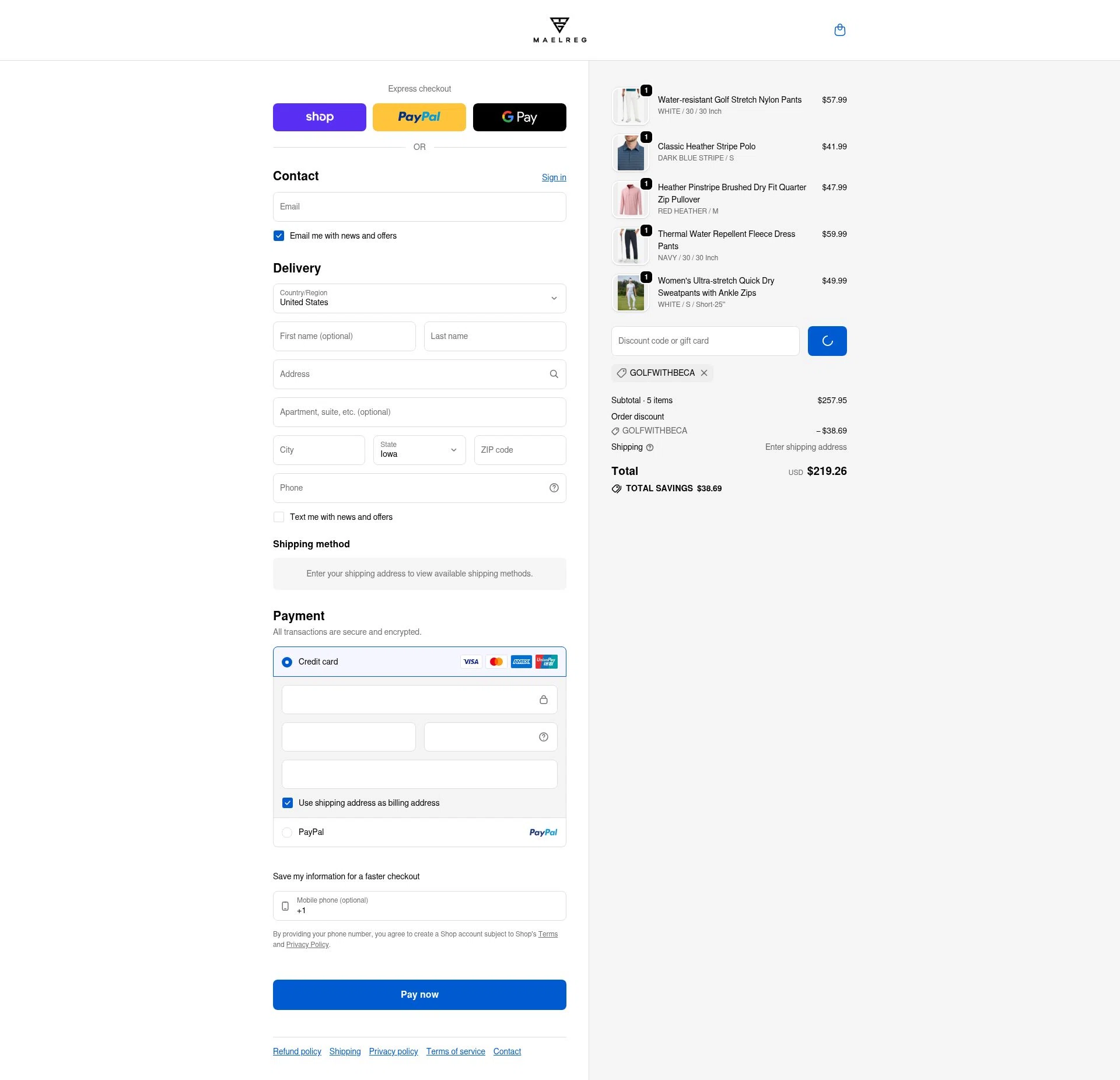 Maelreg checkout page showing Maelreg discount code box | Screenshot taken by SimplyCodes community member on Feb 13, 2026