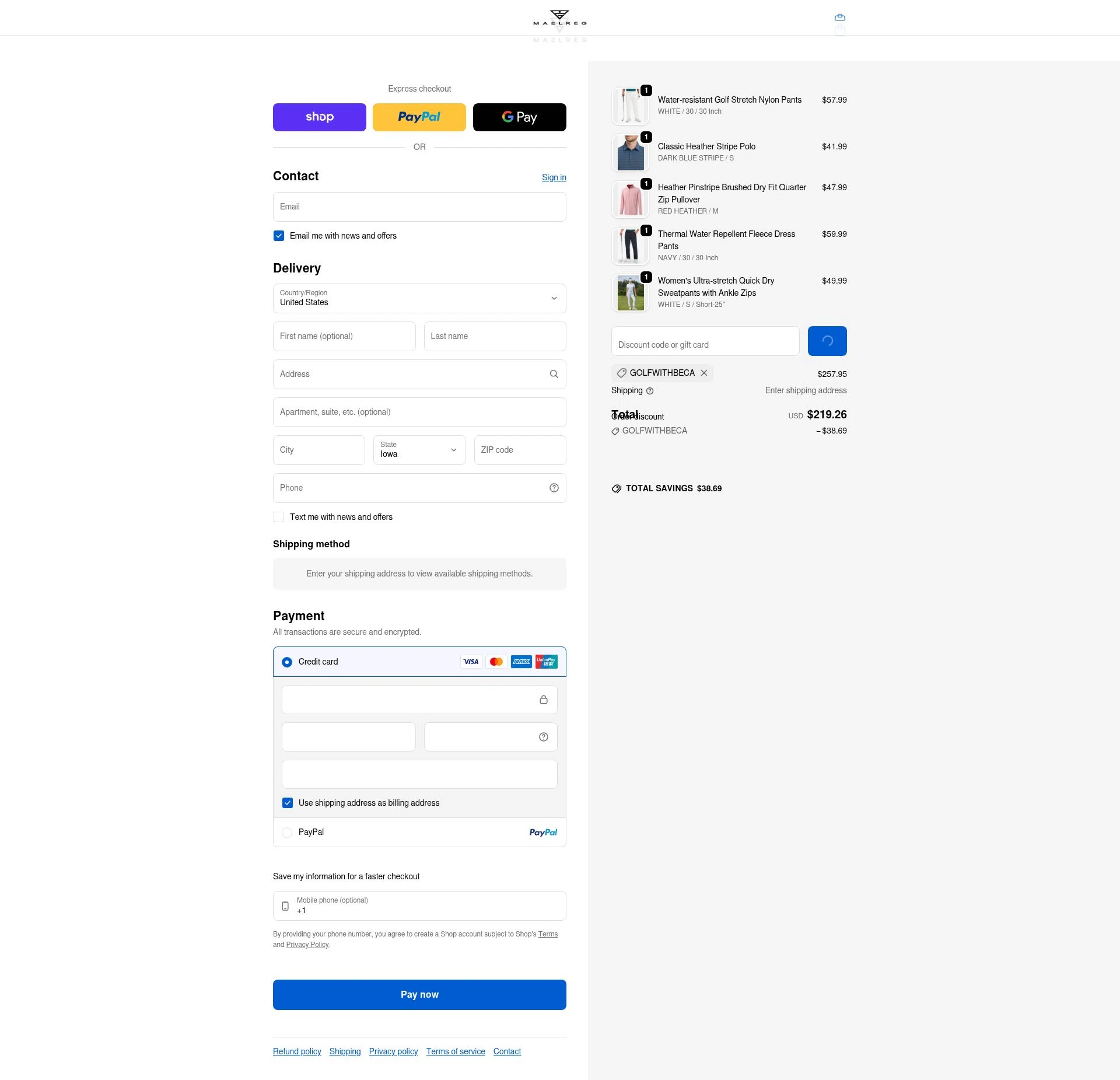 Maelreg checkout page showing Maelreg discount code box | Screenshot taken by SimplyCodes community member on Feb 17, 2026