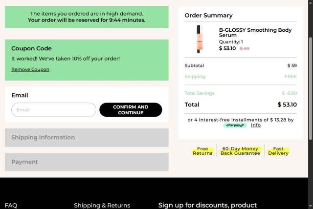 MAELYS checkout page showing MAELYS coupon code box | Screenshot taken by SimplyCodes community member on Sep 9, 2025