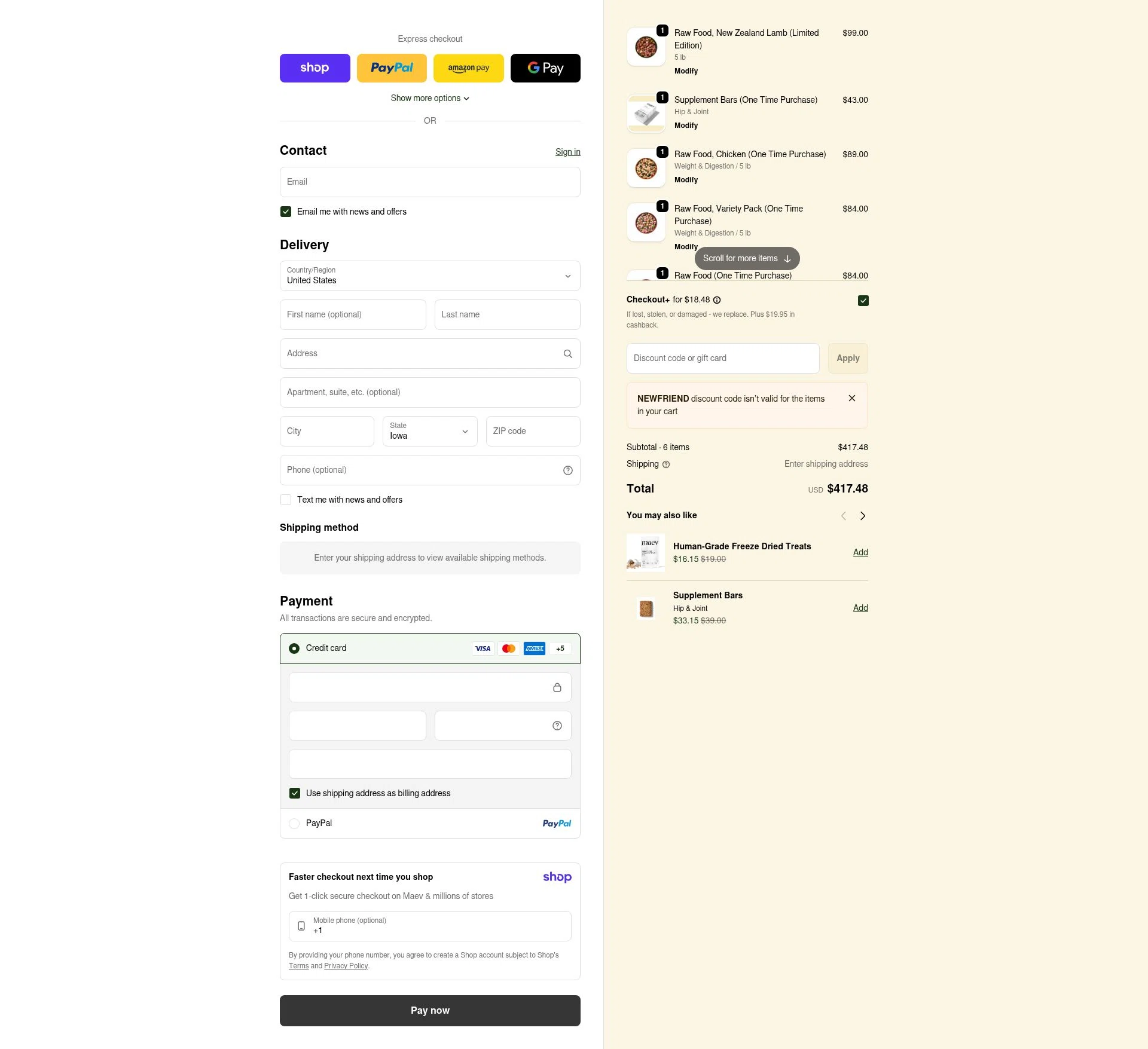 Maev checkout page showing Maev discount code box | Screenshot taken by SimplyCodes community member on Jan 11, 2026