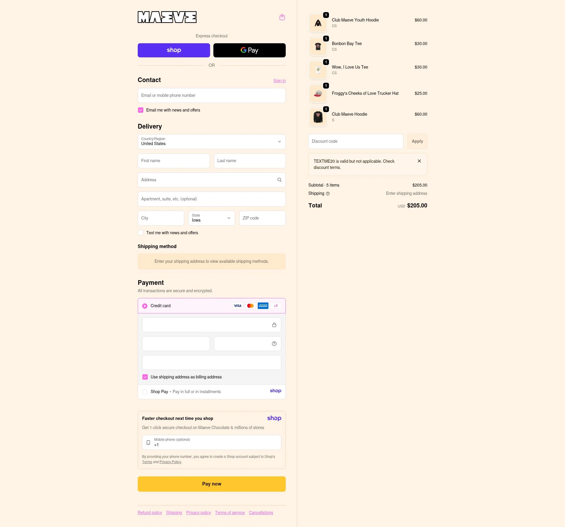 Maeve Chocolate checkout page showing Maeve Chocolate promo code box | Screenshot taken by SimplyCodes community member on Jan 8, 2026