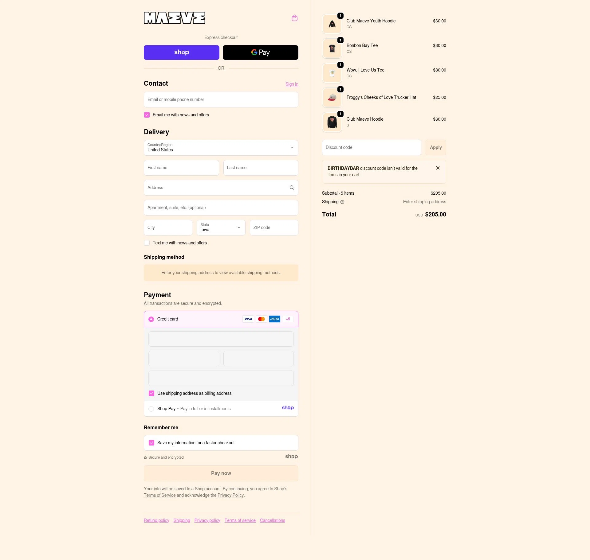 Maeve Chocolate checkout page showing Maeve Chocolate promo code box | Screenshot taken by SimplyCodes community member on Jan 3, 2026