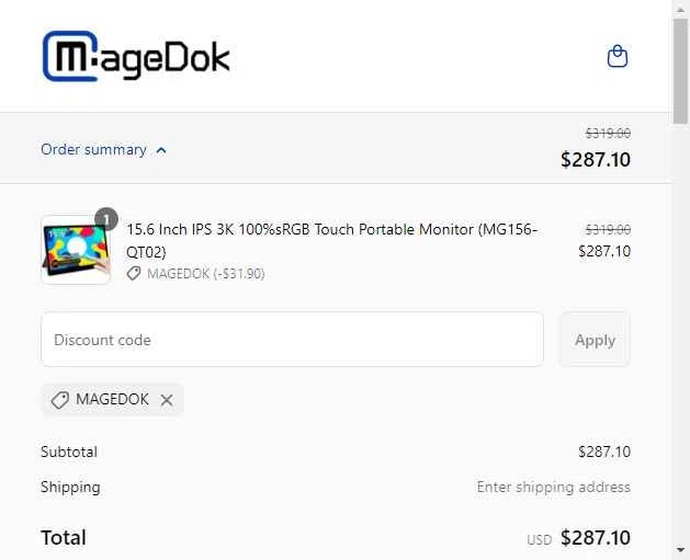 MageDok checkout page showing MageDok promo code box | Screenshot taken by SimplyCodes community member on Aug 16, 2025