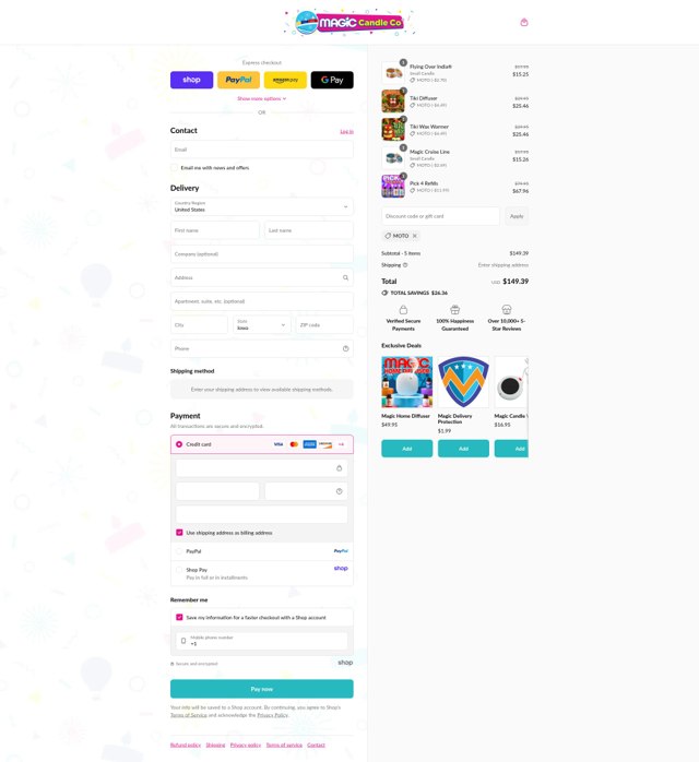Magic Candle Company checkout page showing Magic Candle Company discount code box | Screenshot taken by SimplyCodes community member on Sep 2, 2025