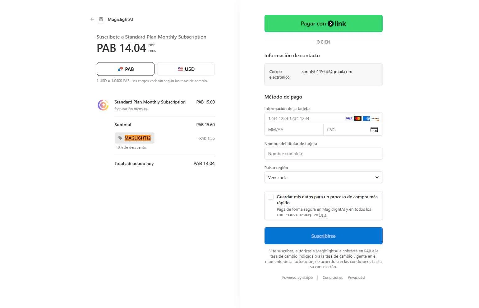 MagicLight AI checkout page showing MagicLight AI promo code box | Screenshot taken by SimplyCodes community member on Jan 27, 2026