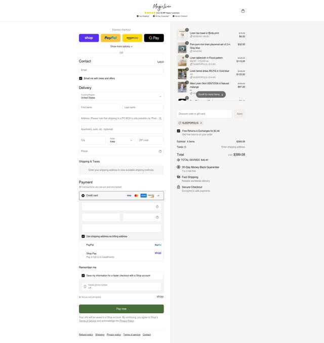 Magic Linen checkout page showing Magic Linen discount code box | Screenshot taken by SimplyCodes community member on Sep 4, 2025