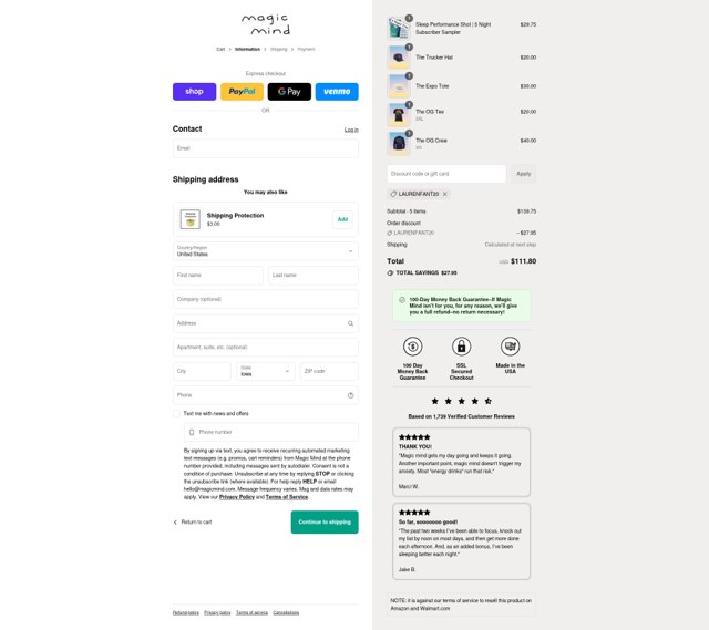Magic Mind checkout page showing Magic Mind discount code box | Screenshot taken by SimplyCodes community member on Sep 5, 2025