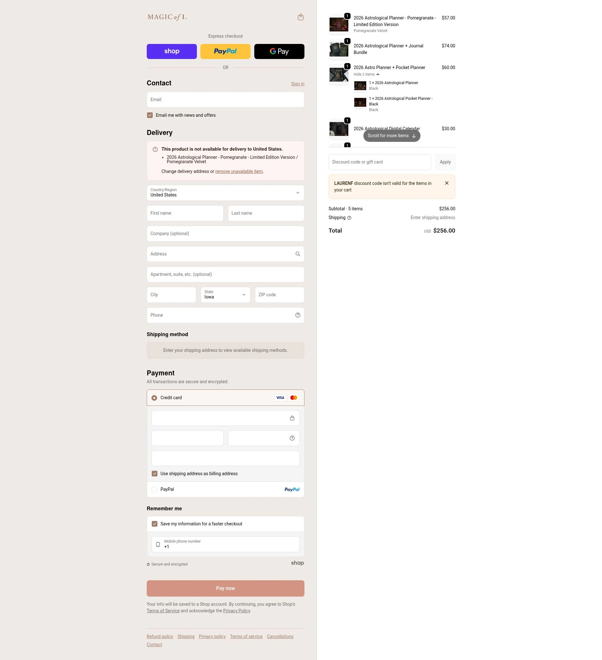 Magic of I checkout page showing Magic of I discount code box | Screenshot taken by SimplyCodes community member on Jan 26, 2026